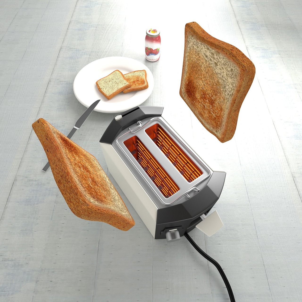 Fliegende Toastscheiben